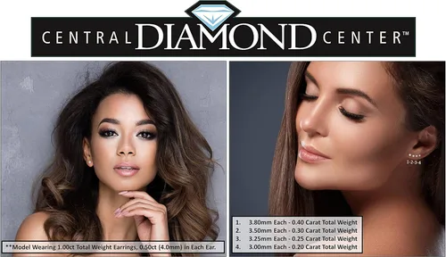 Vista 4 de Central Diamond Center CVD Lab-grown Diamond Earrings 14K solid Gold from 0.20ct to 2.00ct G-H VS-SI