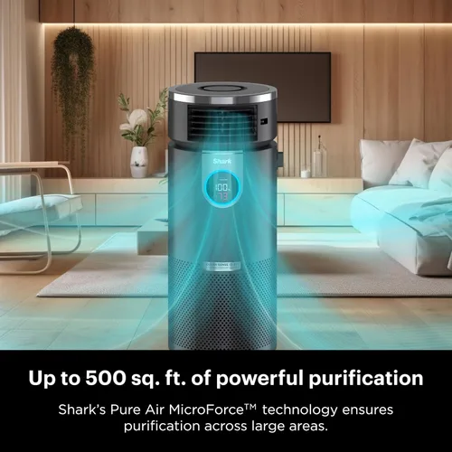 Vista 3 de Shark HC451 Purificador de aire 3-en-1 Clean Sense, calentador y ventilador, filtro HEPA, 500 pies cuadrados, oscilante, para habitación pequeña