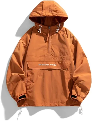 Vista 8 de Chaqueta de otoño y primavera para hombre con capucha y cordón de retazos casuales