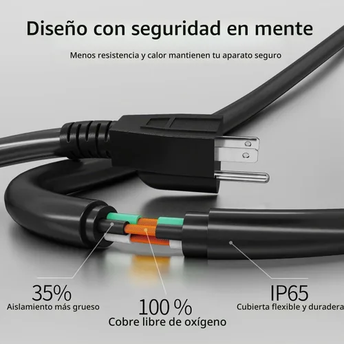 Vista 3 de POWGRN - Cable de extensión para exteriores de 100 pies, calibre 16, cable de alimentación negro de 3 clavijas