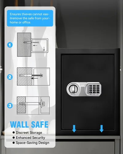 Vista 8 de Caja Fuerte Grande para Oficina en Casa con Alimentación USB-C, Alarma y Cerradura Digital - Gabinete Caja Fuerte de Seguridad de 3.0 Pies Cúbicos