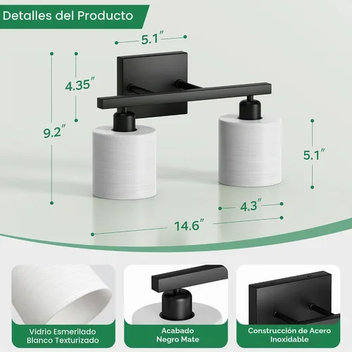 Vista 3 de PARTPHONER Accesorios de iluminación de baño, accesorios de iluminación de baño sobre espejo, luces de tocador clásicas de interior, luz de tocador