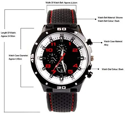 Vista 5 de LsvtrUS GT Racer - Reloj deportivo para hombre, estilo militar, aviador, militar, de silicona, color negro