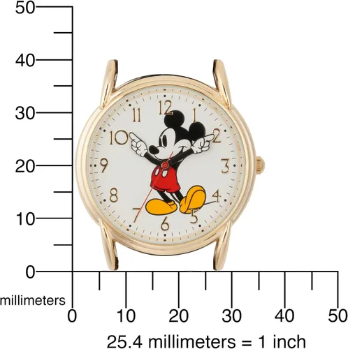 Vista 5 de Disney Mickey Mouse Adult Classic Cardiff Articulating Hands Analog Quartz Leather Strap Watch