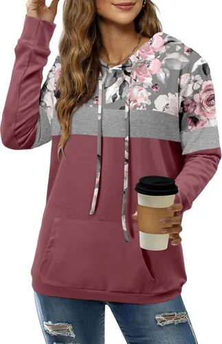 Vista 2 de Angerella - Suéteres con capucha para mujer, diseño con estampado de camuflaje y leopardo, con cordón ajustable y bolsillo