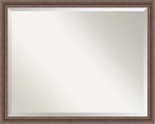 Vista 39 de Amanti Art Espejo de pared marrón de 26 x 22 pulgadas, espejo rectangular de baño de Alejandría marrón rústico para decoración de pared, sala
