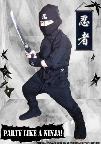 Vista 3 de Disfraz de Halloween Ninja UniformeArte Marcial para Niños! NegroRojo