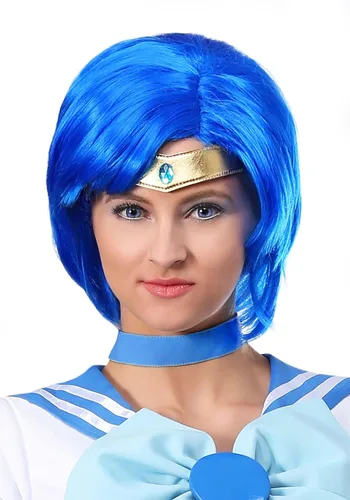 Vista 4 de Fun Costumes Sailor Moon Sailor Mercury - Peluca estándar para adultos