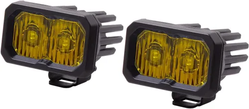 Vista 13 de Diode Dynamics C2 1.0 SAE Pod LED deportivo estándar amarillo (par), Combo con retroiluminación ámbar