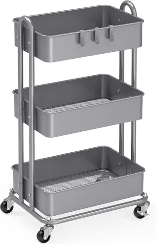 Vista 7 de Simple Houseware - Carrito de metal resistente de 3 niveles, color Negro