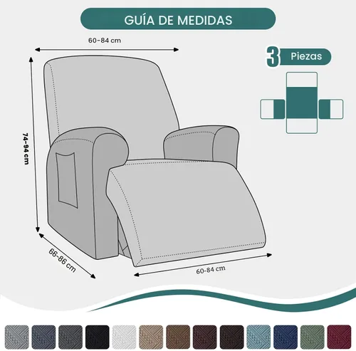 Vista 2 de Ruaozz - Fundas para sillas reclinables, funda elástica suave, color verde Verde militar