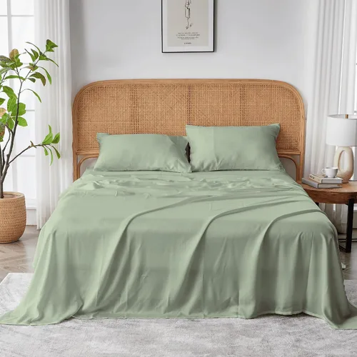Vista 5 de Sijo AiryWeight Set de sábanas de Tencel, 100% Lyocell derivado del eucalipto, extremadamente suave, ganador de las mejores sábanas de enfriamiento