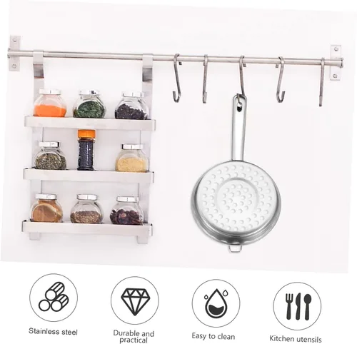 Vista 3 de Colador de fondo plano de acero inoxidable, cuchara de cocina de agujero grande para filtrar ollas calientes y camarones, colador de malla
