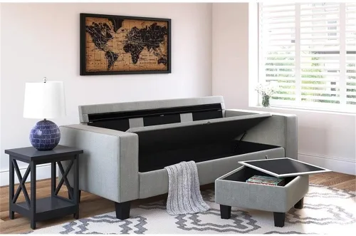 Vista 2 de Serta Palisades 86 - Seccional reversible para espacio pequeño con almacenamiento, color gris suave