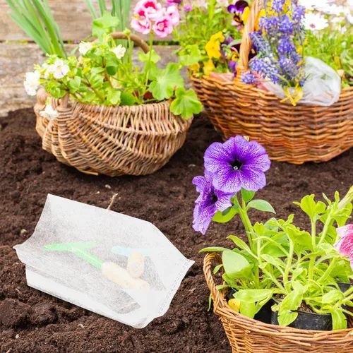 Vista 7 de 200Pcs Non-Woven Nursery Grow Bags, White Seedling Planting Pouches