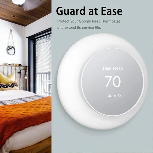 Vista 6 de Miimall Compatible con el kit de ajuste de termostato Google Nest, cubierta de placa de pared de termostato de silicona para huellas dactilares