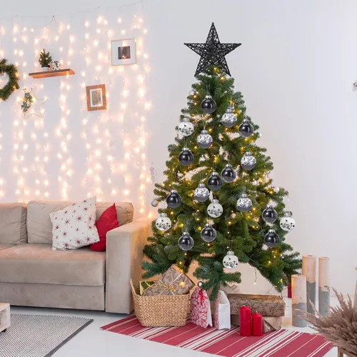 Vista 5 de Gejoy Juego de 25 Adornos de Navidad Adornos de Bola de Navidad con Adorno de Estrella en la Parte Superior del Árbol Adornos Colgantes