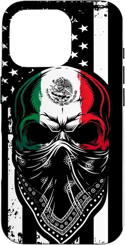 Vista 20 de Funda vintage para iPhone 17 con diseño de calavera mexicana de Estados Unidos y bandera mexicana del 4 de julio