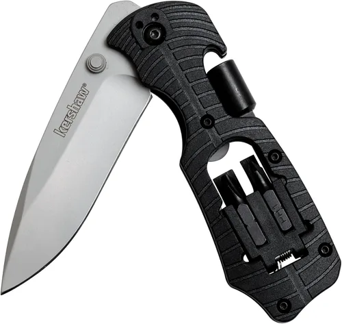 Vista 2 de Kershaw Select Fire (1920); navaja multifunción con hoja de acero inoxidable 8Cr13MoV de 3.4 pulgadas, mango de nailon relleno de vidrio negro