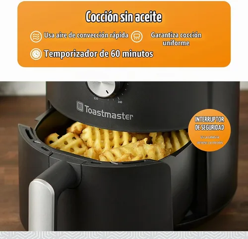 Vista 4 de Toastmaster - Freidora de aire compacta de 2,6 L con cesta deslizante Freidora de aire compacta de 2.75 cuartos de galón para una cocción saludable