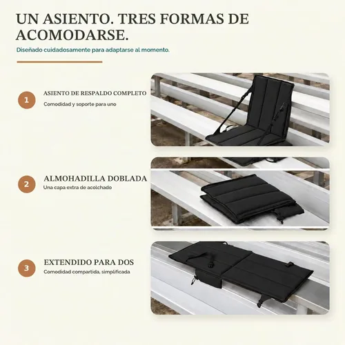 Vista 6 de Asiento de estadio calefactado Arden, plegable, ligero con correa de transporte, cojín de espuma para mayor comodidad, ajustable, con soporte