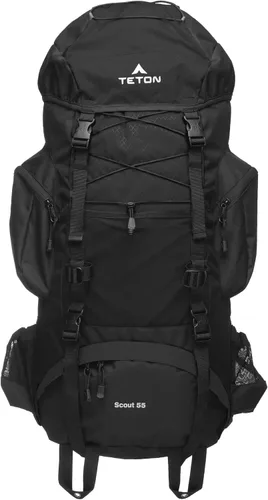 Vista 15 de Teton 55L Scout Internal Frame Backpack for Hiking, Camping, Backpacking, Travel, Rain Cover Included, Olive Oliva
