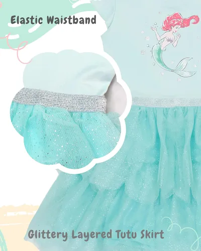 Vista 2 de Disney Vestido de princesa con tutú para niñas - Vestido de fiesta de manga corta con volantes para niñas pequeñas y niños - Vestido de disfraz