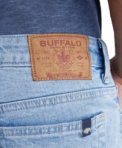 Vista 4 de Buffalo David Bitton Pantalones cortos de mezclilla rectos y relajados para hombre
