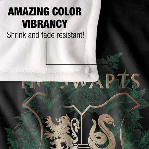 Vista 4 de Harry Potter Hogwarts - Manta con diseño floral verde y dorado con diseño de cresta sedosa al tacto, súper suave, 36 x 58 pulgadas, diseño floral