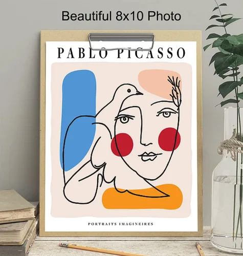 Vista 4 de Pablo Picasso - Póster artístico para pared y decoración, arte abstracto de mediados de siglo moderno y contemporáneo de 8 x 10 pulgadas, póster
