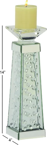 Vista 8 de Deco 79 Portavelas de cristal, 4 "x 4" x 14 ", plateado