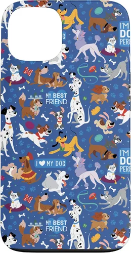 Vista 7 de Disney Funda para iPhone 17 con texto en inglés «Dogs I Love My Dog», color azul