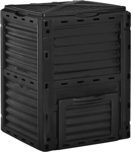 Vista 9 de Contenedor de compostaje para exteriores, 43 galones de doble cámara con puertas correderas, vaso de compostaje grande, contenedor de abono