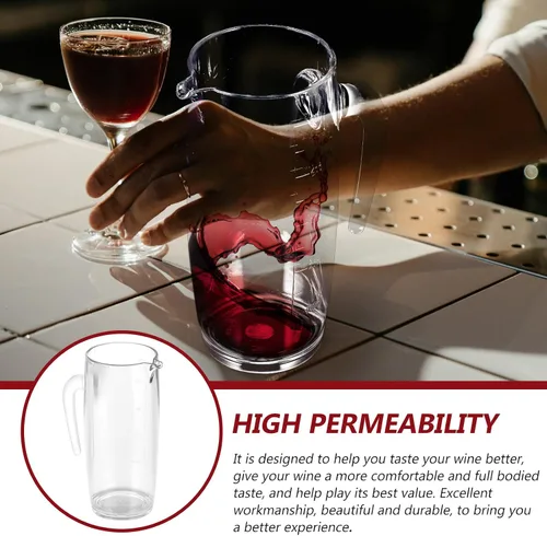 Vista 4 de Jarra de vidrio dispensador de bebidas para servir vino decantador de vino transparente con boquilla Decantador de bebidas de vino con medidas