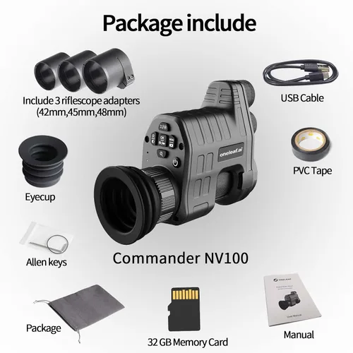 Vista 7 de oneleaf.ai Commander NV100 HD - Gafas de visión nocturna, monocular de visión nocturna con clip para caza/observaciones, 0.630 in Clip en Monóculo