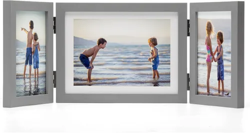 Vista 37 de Marcos de Fotos Dobles 4x4 con Bisagras Plegables en Negro para Colgar en la Pared o Poner en Mesa, Hechos de Madera de Pino con Vidrio Real P-44 *
