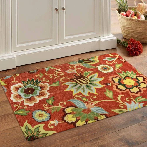 Vista 54 de Lahome - Tapete floral con estampado de cachemira, lavable, antideslizante, pequeño, anti-manchas, suave, para baño, entrada, dormitorio, Negro