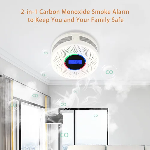 Vista 2 de Kesymo 6Pack Detector de Monóxido de Carbono y Humo Interconectado Actualizado, Detector de Humo y Monóxido de Carbono Alimentado por Batería