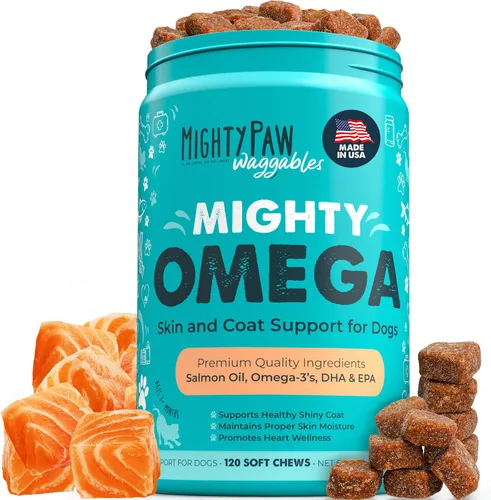 Vista 9 de Mighty Paw Waggables Allergy Immune + Itch (fabricado en los Estados Unidos) Paquete de 2 masticables para perros antipicazón para perros. Vitaminas