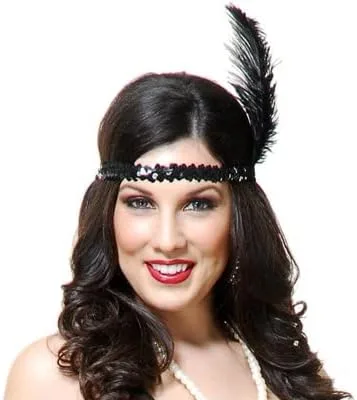Vista 8 de Luckygift Diadema de plumas de avestruz de los años 20, disfraz de fiesta de los años 20 con colores mezclados, 20