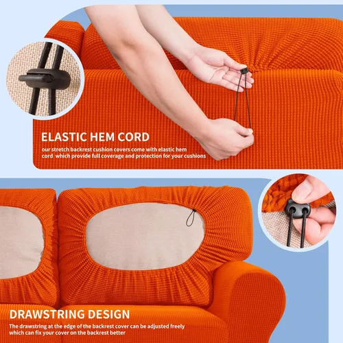 Vista 5 de subrtex Juego de 7 fundas elásticas para sofá, fundas de cojín para respaldo, colección de protectores de muebles, para sofá de gran tamaño, sofá