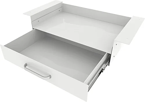 Vista 11 de Cajón de lápices deslizable de gran tamaño para debajo del escritorio, color blanco, con diseño de divisor de espacio ajustable para almacenar