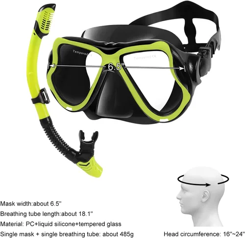 Vista 7 de Konelia Juego de 2 gafas de snorkel seco con vista panorámica panorámica, antivaho, gafas de natación para adultos y jóvenes