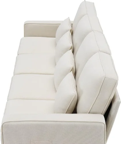 Vista 2 de LUMISOL Moderno sofá de 4 plazas, cómodo sofá modular tapizado con bolsillos para reposabrazos y 4 almohadas, sofá de estilo minimalista para sala