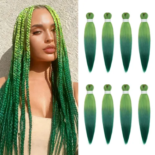 Vista 63 de 8 paquetes de extensiones preestiradas - 16 pulgadas de cabello trenzado premium, 55G/paquete, sin picazón, fijación en agua caliente, textura Perm
