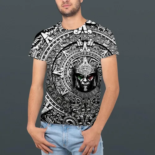 Vista 5 de FAYBA Camisas mexicanas aztecas de manga corta de verano México Jersey unisex 3D Camisas