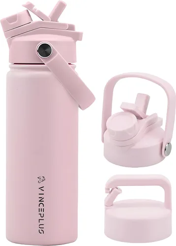 Vista 36 de Botella de agua de acero inoxidable de 32 onzas con tapa 2 en 1, botella de agua aislada al vacío de triple pared, a prueba de fugas, asa