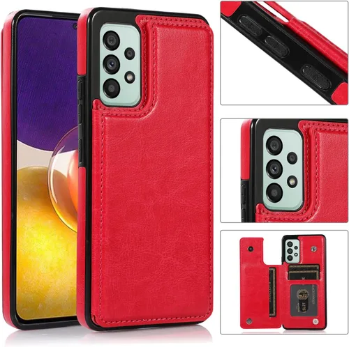 Vista 16 de UEEBAI Funda para Samsung Galaxy A53 5G, funda de cuero PU de lujo con [dos cierres magnéticos] [ranuras para tarjetas] Función de atril Durable A