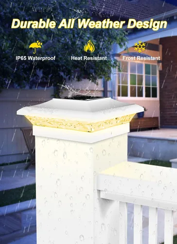 Vista 6 de T-SUN Luces de Tapa de Poste 4x4 Paquete de 6 para Cerca de Vinilo/Madera, Exterior Impermeable Blanco Cálido y Frío, Luces Solares de Poste