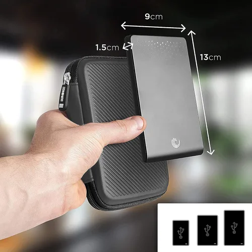 Vista 4 de Duronic Funda para disco duro HDC2/GY Gris Bolsa de almacenamiento portátil de EVA para cables y cables externos Ligero y protector Adecuado